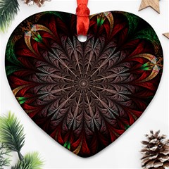 Fractal Flower Fantasy Floral Heart Ornament (two Sides) by Wegoenart