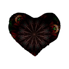 Fractal Flower Fantasy Floral Standard 16  Premium Heart Shape Cushions by Wegoenart