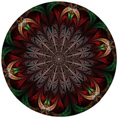 Fractal Flower Fantasy Floral Wooden Puzzle Round by Wegoenart