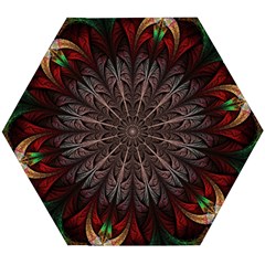 Fractal Flower Fantasy Floral Wooden Puzzle Hexagon by Wegoenart