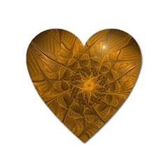 Fractal Flower Floral Gold Pattern Heart Magnet by Wegoenart