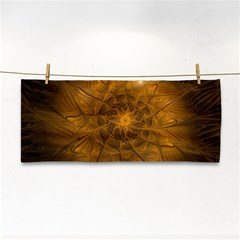 Fractal Flower Floral Gold Pattern Hand Towel by Wegoenart