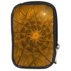 Fractal Flower Floral Gold Pattern Compact Camera Leather Case by Wegoenart