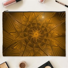 Fractal Flower Floral Gold Pattern Cosmetic Bag (xxxl) by Wegoenart