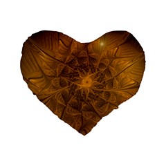 Fractal Flower Floral Gold Pattern Standard 16  Premium Heart Shape Cushions by Wegoenart