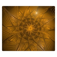 Fractal Flower Floral Gold Pattern Double Sided Flano Blanket (small)  by Wegoenart