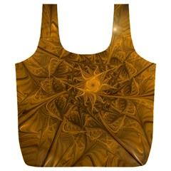 Fractal Flower Floral Gold Pattern Full Print Recycle Bag (xxl)