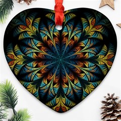 Fractal Flower Fantasy Floral Heart Ornament (two Sides) by Wegoenart