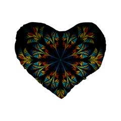 Fractal Flower Fantasy Floral Standard 16  Premium Heart Shape Cushions by Wegoenart