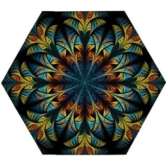 Fractal Flower Fantasy Floral Wooden Puzzle Hexagon by Wegoenart