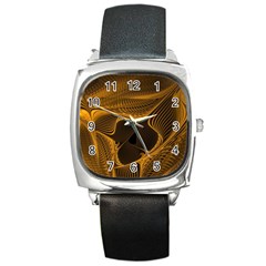 Fractal Design Background Pattern Square Metal Watch by Wegoenart