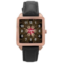 Fractal Background Design Abstract Rose Gold Leather Watch  by Wegoenart