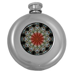 Fractal Floral Fantasy Flower Round Hip Flask (5 Oz) by Wegoenart