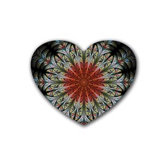 Fractal Floral Fantasy Flower Heart Coaster (4 Pack)  by Wegoenart