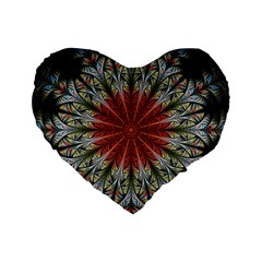 Fractal Floral Fantasy Flower Standard 16  Premium Heart Shape Cushions by Wegoenart