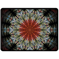 Fractal Floral Fantasy Flower Double Sided Fleece Blanket (large) 