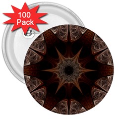 Fractal Abstract Star Pattern 3  Buttons (100 Pack)  by Wegoenart