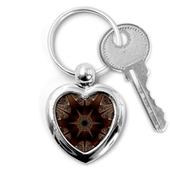 Fractal Abstract Star Pattern Key Chain (heart) by Wegoenart