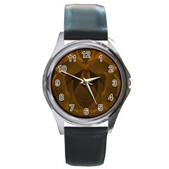 Fractal Design Background Pattern Round Metal Watch by Wegoenart