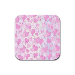 Valentine Background Hearts Bokeh Rubber Coaster (square)  by Nexatart