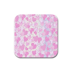 Valentine Background Hearts Bokeh Rubber Square Coaster (4 Pack)  by Nexatart