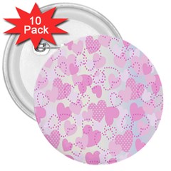 Valentine Background Hearts Bokeh 3  Buttons (10 Pack)  by Nexatart