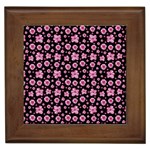 Pink And Black Floral Collage Print Framed Tile Front