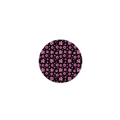 Pink And Black Floral Collage Print 1  Mini Buttons