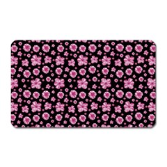 Pink And Black Floral Collage Print Magnet (rectangular)