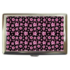 Pink And Black Floral Collage Print Cigarette Money Case