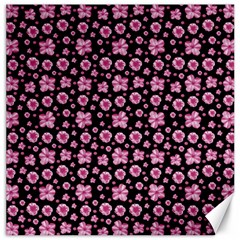 Pink And Black Floral Collage Print Canvas 16  X 16  by dflcprintsclothing