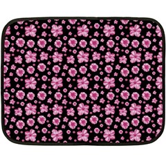 Pink And Black Floral Collage Print Fleece Blanket (mini) by dflcprintsclothing