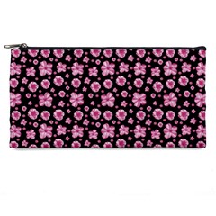 Pink And Black Floral Collage Print Pencil Cases