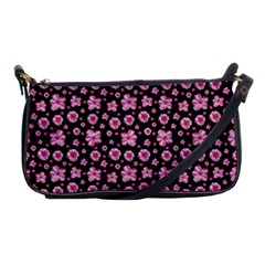 Pink And Black Floral Collage Print Shoulder Clutch Bag by dflcprintsclothing