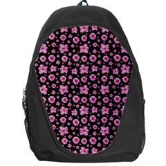 Pink And Black Floral Collage Print Backpack Bag