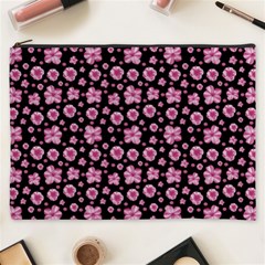 Pink And Black Floral Collage Print Cosmetic Bag (xxxl) by dflcprintsclothing