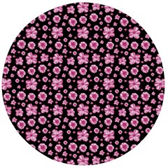 Pink And Black Floral Collage Print Wooden Bottle Opener (round) by dflcprintsclothing