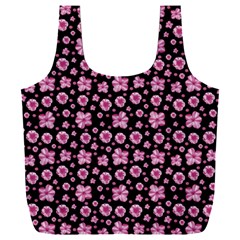 Pink And Black Floral Collage Print Full Print Recycle Bag (xxxl)