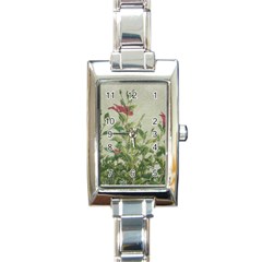 Botanical Vintage Style Motif Artwork 2 Rectangle Italian Charm Watch