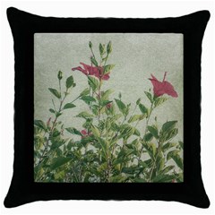 Botanical Vintage Style Motif Artwork 2 Throw Pillow Case (black) by dflcprintsclothing