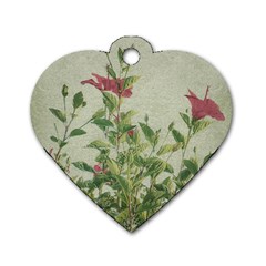 Botanical Vintage Style Motif Artwork 2 Dog Tag Heart (one Side) by dflcprintsclothing