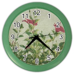 Botanical Vintage Style Motif Artwork 2 Color Wall Clock by dflcprintsclothing