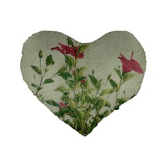 Botanical Vintage Style Motif Artwork 2 Standard 16  Premium Heart Shape Cushions