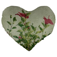 Botanical Vintage Style Motif Artwork 2 Large 19  Premium Flano Heart Shape Cushions by dflcprintsclothing