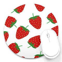 Seamless Pattern Fresh Strawberry Round Mousepads by Wegoenart