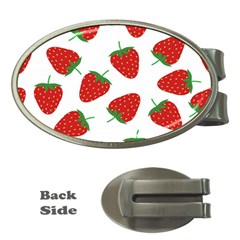 Seamless Pattern Fresh Strawberry Money Clips (oval)  by Wegoenart