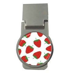 Seamless Pattern Fresh Strawberry Money Clips (round)  by Wegoenart