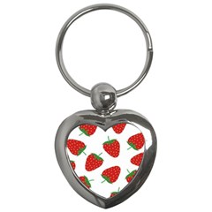 Seamless Pattern Fresh Strawberry Key Chain (heart) by Wegoenart