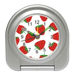 Seamless Pattern Fresh Strawberry Travel Alarm Clock by Wegoenart