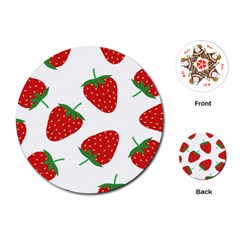 Seamless Pattern Fresh Strawberry Playing Cards Single Design (round) by Wegoenart